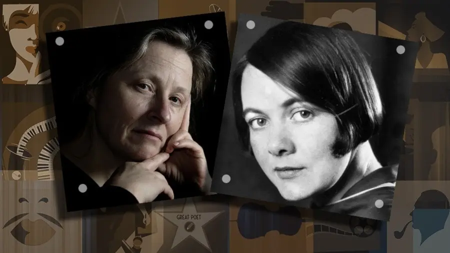 Skådespelaren Gunilla Röör och poeten Karin Boye i Kulturlivet med Gunnar Bolin.