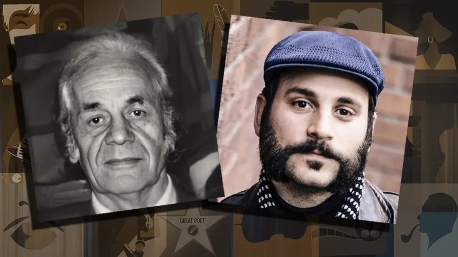 Porträtt av poeterna Nicanor Parra och Daniel Boyacioglu i Kulturlivet med Gunnar Bolin.