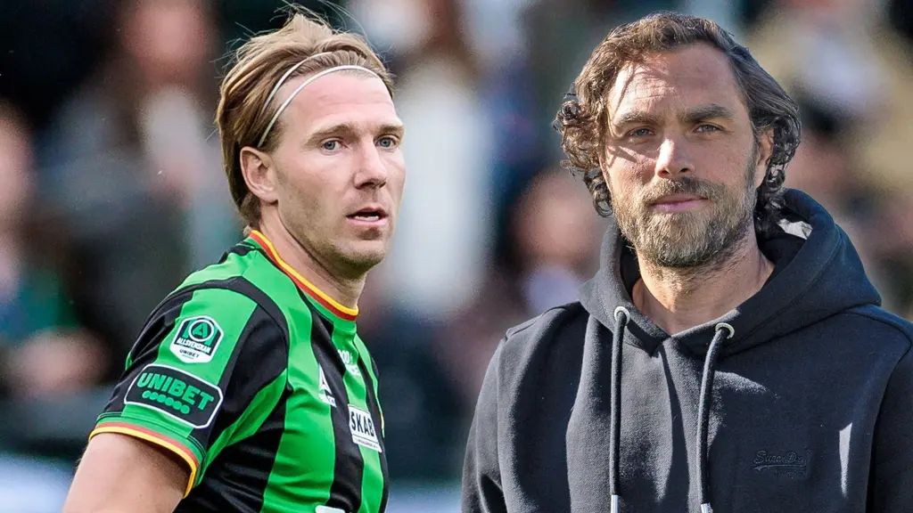 Fotbollsspelare bredvid Radiosportens expert Johan Elmander.