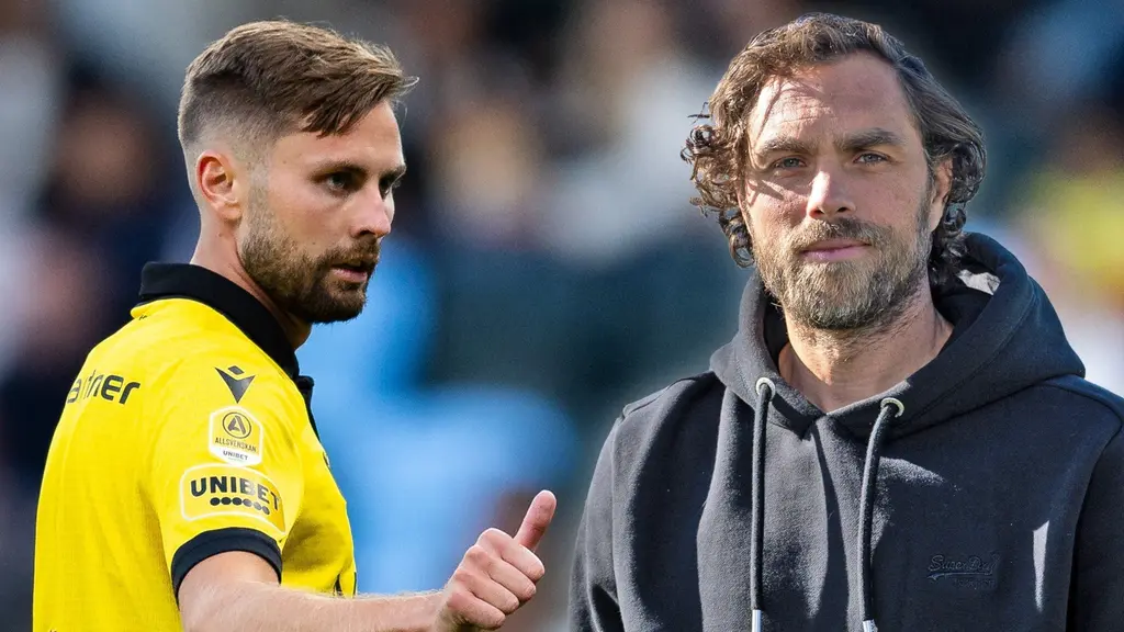 Fotbollsspelare bredvid Radiosportens expert Johan Elmander.
