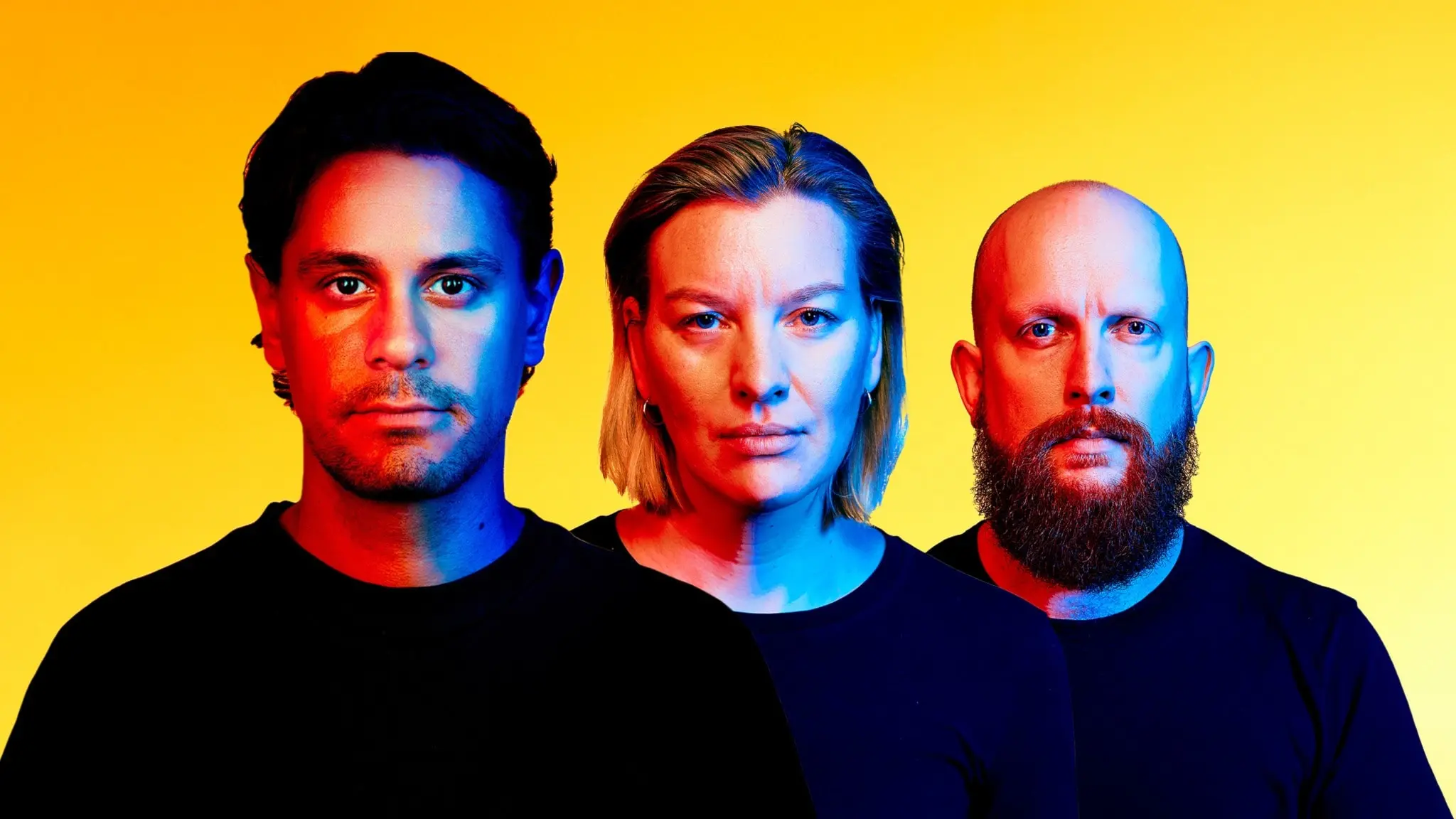 Ahmet Yaraman, Sara Sundberg och Alfred Jansson.