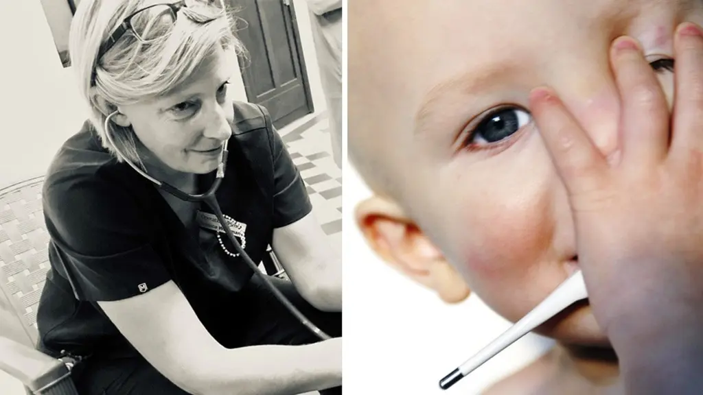 En kvinnlig barnläkare och en baby