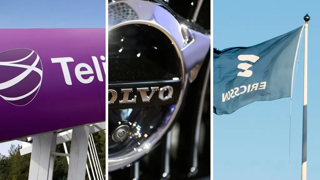 Telia, Volvo och Ericsson. Foto: Maja Suslin/Fredrik Persson/ Henrik Montgomery/TT. Montage: Sveriges Radio.
