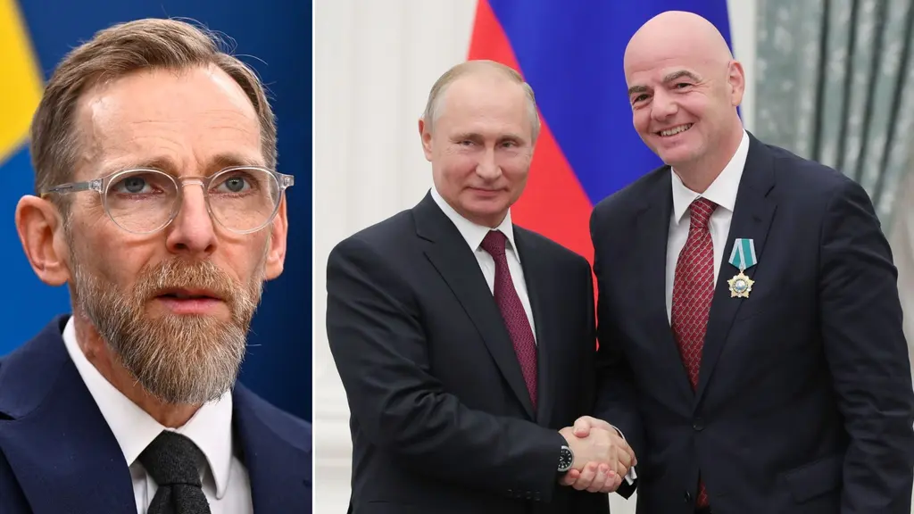 Jakob Forssmed, Vladimir Putin och Gianni Infantino.