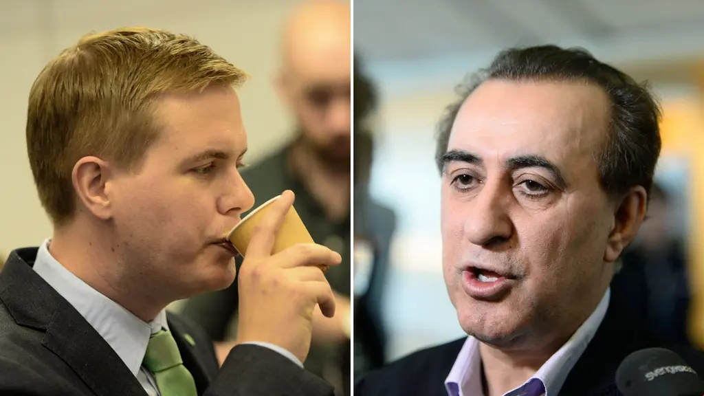 MP-språkröret Gustav Fridolin, och partiets utbildningspolitiska talesperson, Jabar Amin. Foto: TT.