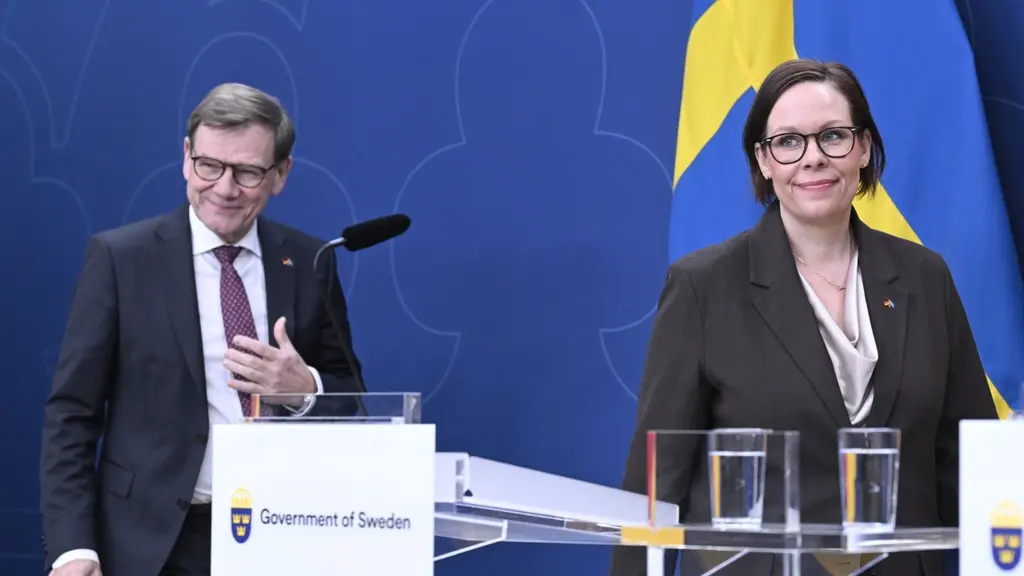 Utrikesminister Maria Malmer Stenergard (M) och Tysklands utrikesminister Johann Wadephul