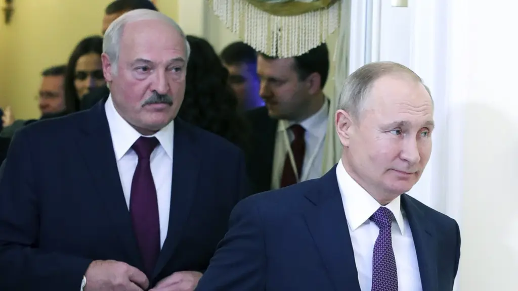 Belarus ledare Alexander Lukasjenko och Rysslands president Vladimir Putin.