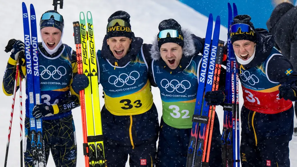 Herrarna bronsmedaljörer i OS-stafetten.