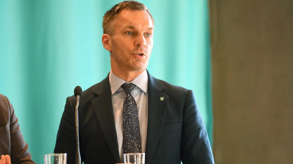 Erik Slottner, gruppledare för Kristdemokoraterna, när Stockholms stads grönblåa majoritet håller pressträff i Stadshuset för att informera om coronaläget i Stockholm.