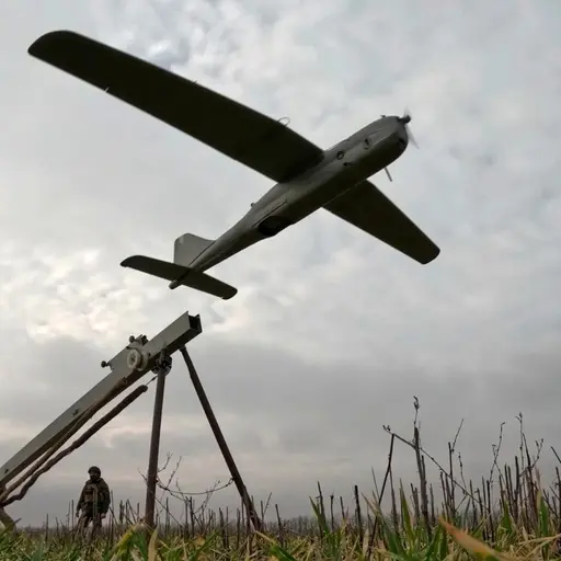 En bild på en drönare som det ryska försvarsdepartementet har lagt ut.