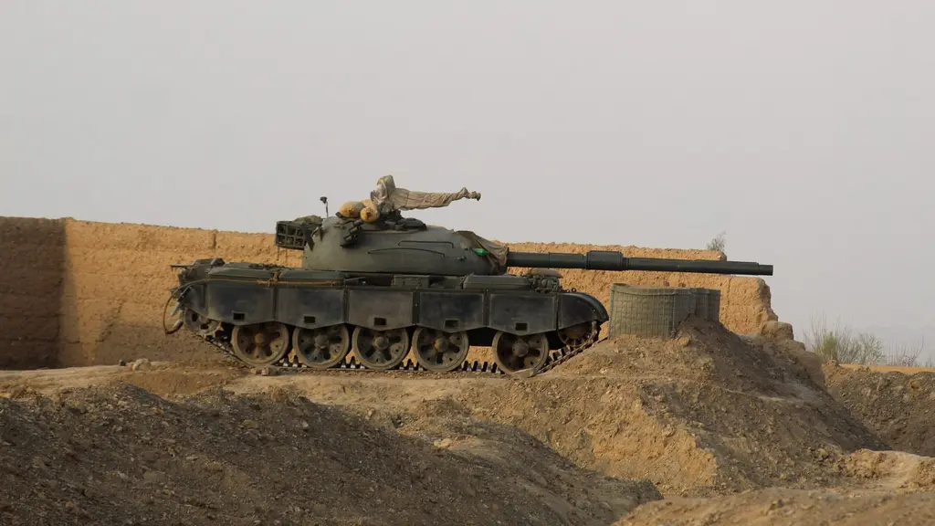 En pakistansk stridsvagn står vid gränsen mellan Pakistan och Afghanistan