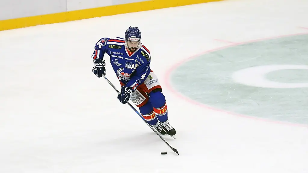 Hockeyspelare på is.
