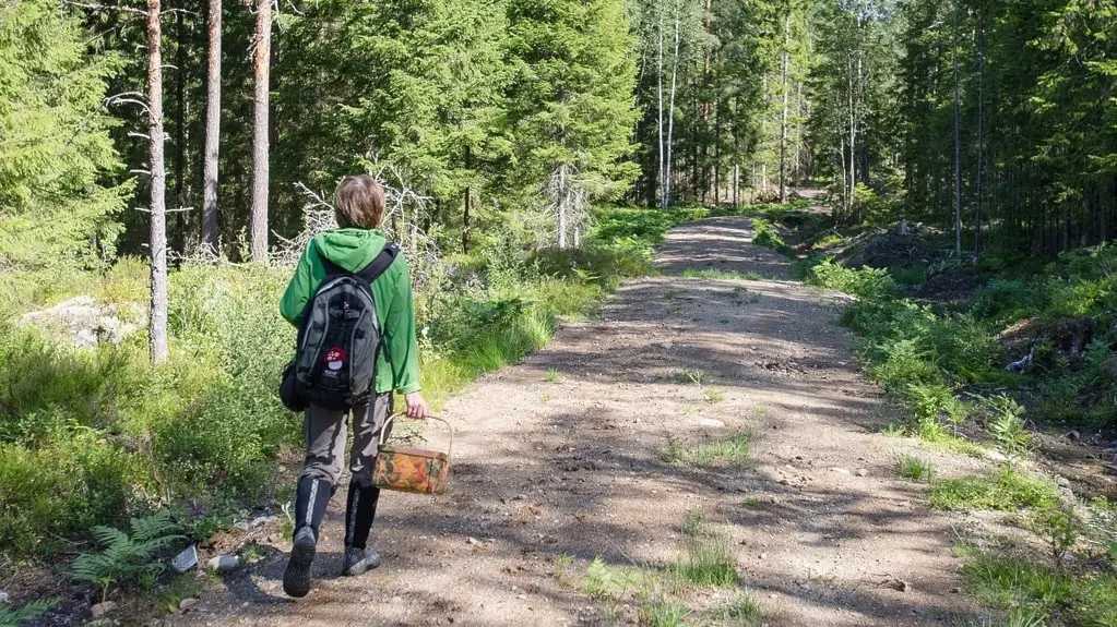 Kvinna i skogen.