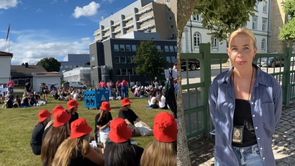 Bild från inspark tillsammans med polisen Maja Karlsson.