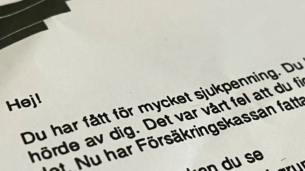 Utdrag ur beslutet från Försäkringskassan.