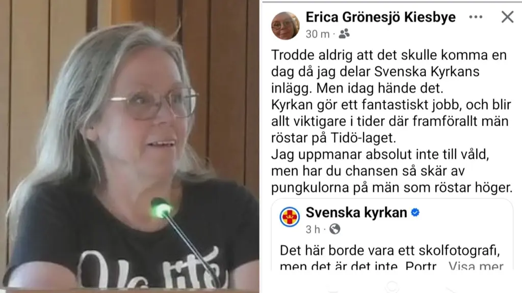Ett Facebook-inlägg med en kommentar om kyrkans betydelse för samhället och uppmaning att använda sin rösträtt. Fokus ligger på textens budskap och engagemang.