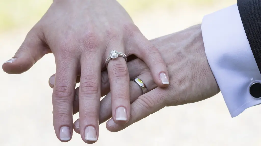 Närbild på ett brudpars händer med vigselringar, där den ena handen vilar över den andra. Symbolisk bild för bröllop, vigsel och relationer.