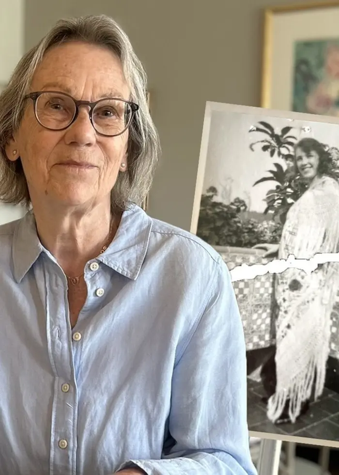 Barbro vid sitt skrivbord