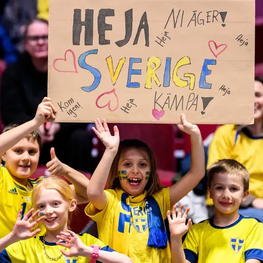 Svenska fans och OS-ringarna överskryssade.